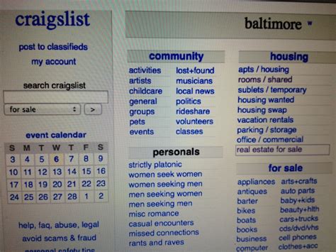 craigslist provides local classifieds and forums for jobs, housing, for sale, services, local community, and events. . Craiglist maryland
